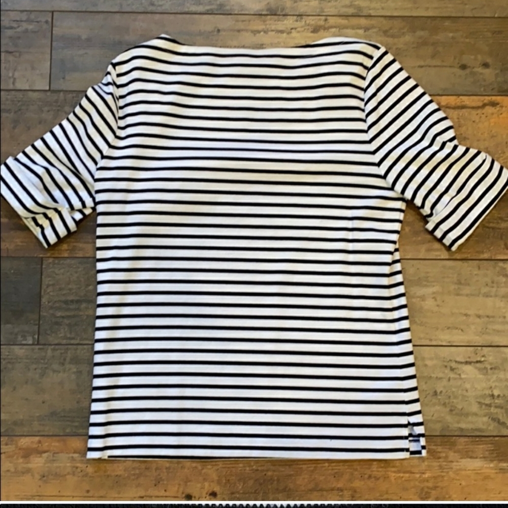 Ralph Lauren black white striped 3/4 sleeve top XL